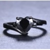 Dtup Elegante Anillo De Corazón Oro Negro Diamante Black Gold