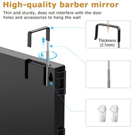 UHdod 3 Way Mirror for Self Hair Cutting with Telescoping Hooks, Trifold Hangable 360 Three Way Mirror for Self Hair Braiding, Haircut, Makeup, Styling, Shaving