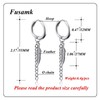 Fusamk Punk Rock Stainless Steel Long Chain Earrings Feather Huggie