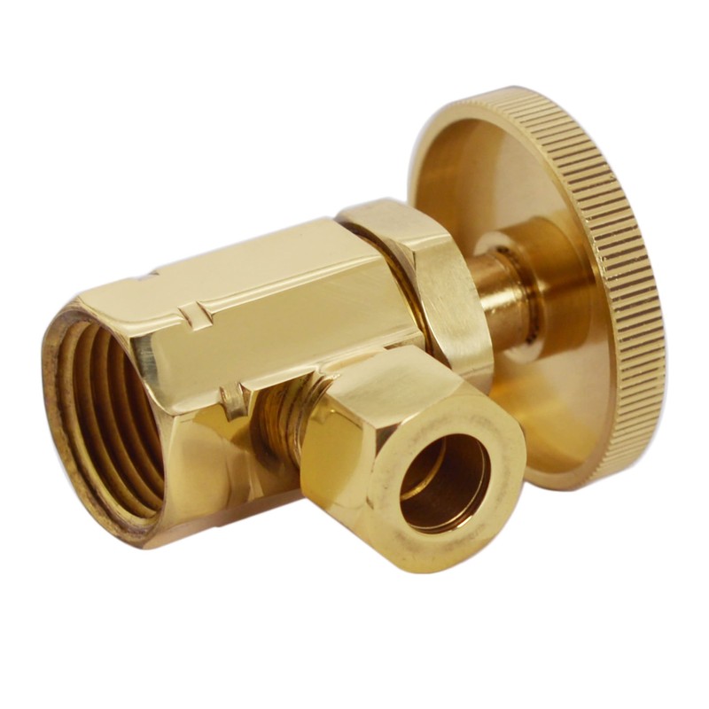 Westbrass Round Handle Angle Stop Shut Off Valve, 1/2" IPS