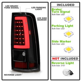 ACANII - For 2003-2006 Chevy Silverado 1500 2500 3500 Black Housing Smoked Lens LED Tube Tail Lights Brake Lamps Pair