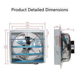 elfinrm 16 Inch Shutter Exhaust Fan, Exhaust Fan Wall Mounted, Suitable for Factories, Basements, Warehouses, Chicken Coops, Car Parks