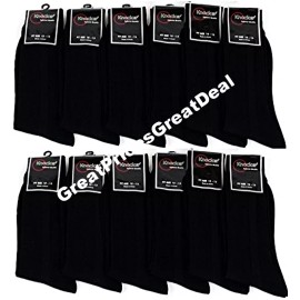 Knocker Dress Socks All Black 6 Pairs Mens Socks Size 10-13 Formal Wear Comfort Knocker