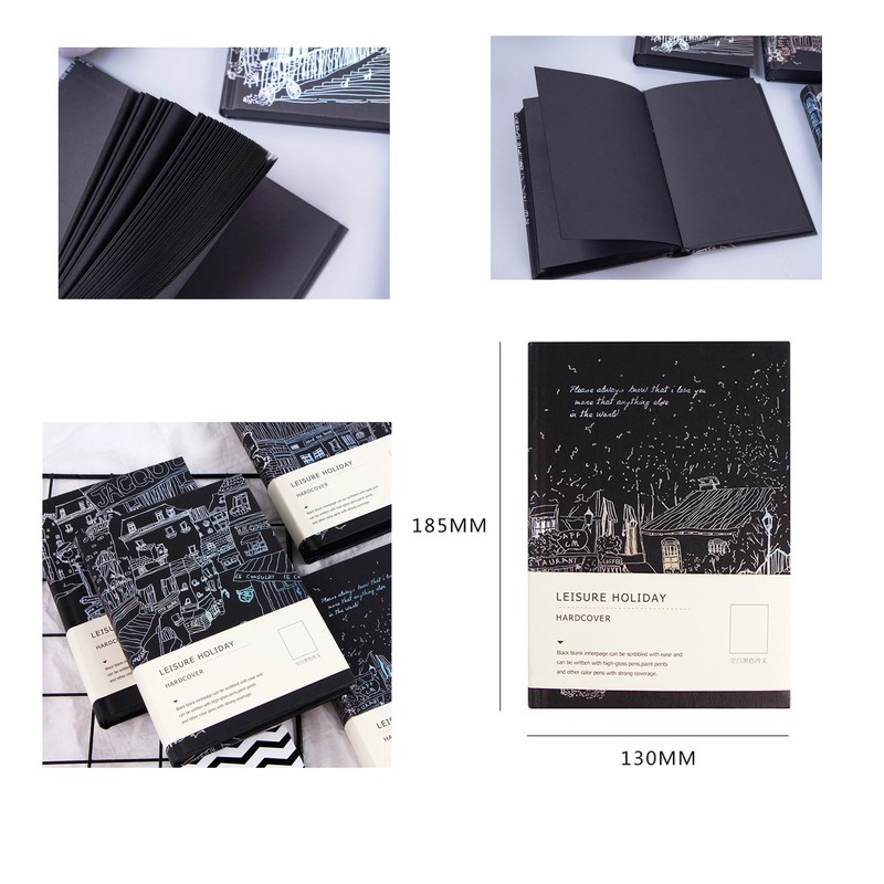 Mayachiu (Type-B) Black Paper Notebook Hard Cover Highlighter Pen