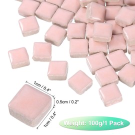 sourcing map 100g Square Mosaic Tiles, Colorful Ceramic Mosaic Tiles for Crafts Bulk Mosaic Supplies for Home Decoration Art Crafts DIY Projects, 0.4 x 0.4Inch, Pink