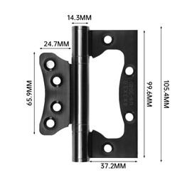 HBL' 6Pcs Door Hinges 304 Stainless Steel Flush Mount 105MM x 76MM, Non Mortise Hinges for Heavy Door, Black
