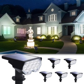 POLIGHTY 6 Pack Solar Powered Outdoor Spot Lights Outside Waterproof 20 LEDs Landscape...