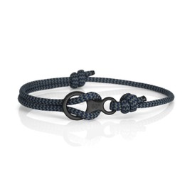 Figure 8 Climbing Bracelet - Made from Stainless Steel and Durable Rope - Handmade in the UK - Adjustable Rope Bracelet for Men - Waterproof Climber Bracelet - (Storm & Black)