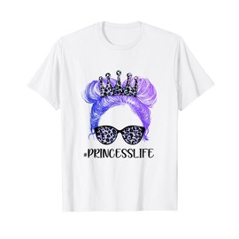 Classy Princess Life Leopard Print Shades Cool Messy Bun T-Shirt