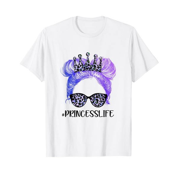 Classy Princess Life Leopard Print Shades Cool Messy Bun T-Shirt
