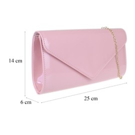 Girly Handbags Womens Plain Glossy Clutch Bag (Pink)