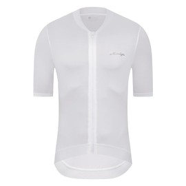 MOXILYN Men's Cycling Jerseys Road Bike Shirts Short Sleeve Full Zipper with 4 Pockets Reflective Widen Anti Slip Hem White