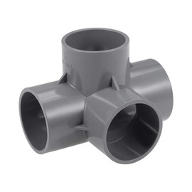 sourcing map 4-Way Elbow PVC Pipe Fitting Furniture Grade 50mm Size Tee Corner Fittings Gray