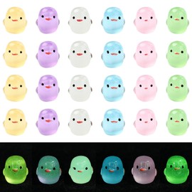 UR URLIFEHALL 60 Pcs 6 Colours Mini Chicken Figures Glow in The Dark Figurines 3D Animal Resin Cabochons for Crafts Home Display Kitchen Decor