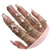 TWINKLEDE Boho Stackable Rings 17Pcs Rhinestone Finger Rings Gold Crystal