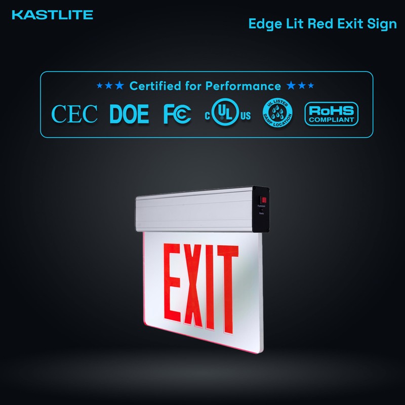 KastLite LED Emergency Edge-Lit Exit Sign, 180 Min Backup, Damp