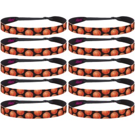 Hipsy Adjustable No Slip I Love Basketball Headbands for Women Girls & Teens (Black Basketball Team 10pk)