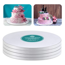 White Cake Drums Round 6 Inch Cake Boards with 1/2-Inch Thick Smooth Edges for Multi Tiered Birthday Wedding Party Cakes Drum Board