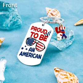 American Flag Keychain Patriotic Americans Gifts for Men Proud To Be An American US Citizenship Gifts USA Souvenir Keyring for Police Military Firefighter