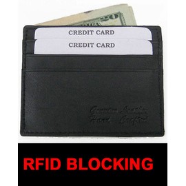 Handmade RFID LEATHER THIN MENS Flat 6+ Credit Card Wallet Holder Front Pocket