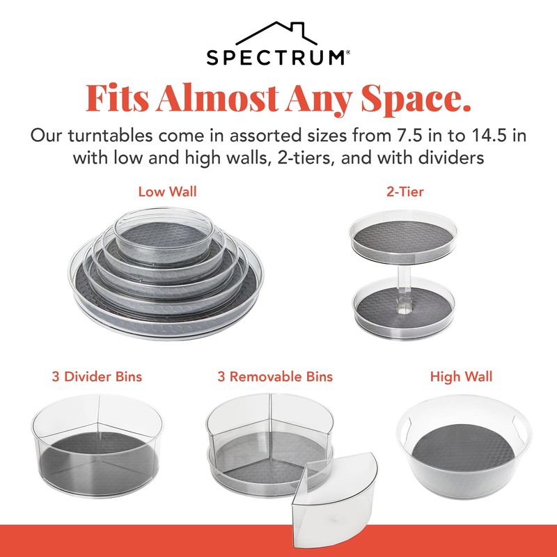 Spectrum Small Lazy Susan Organizer 7in for Cabinets Refrigerator Pantry