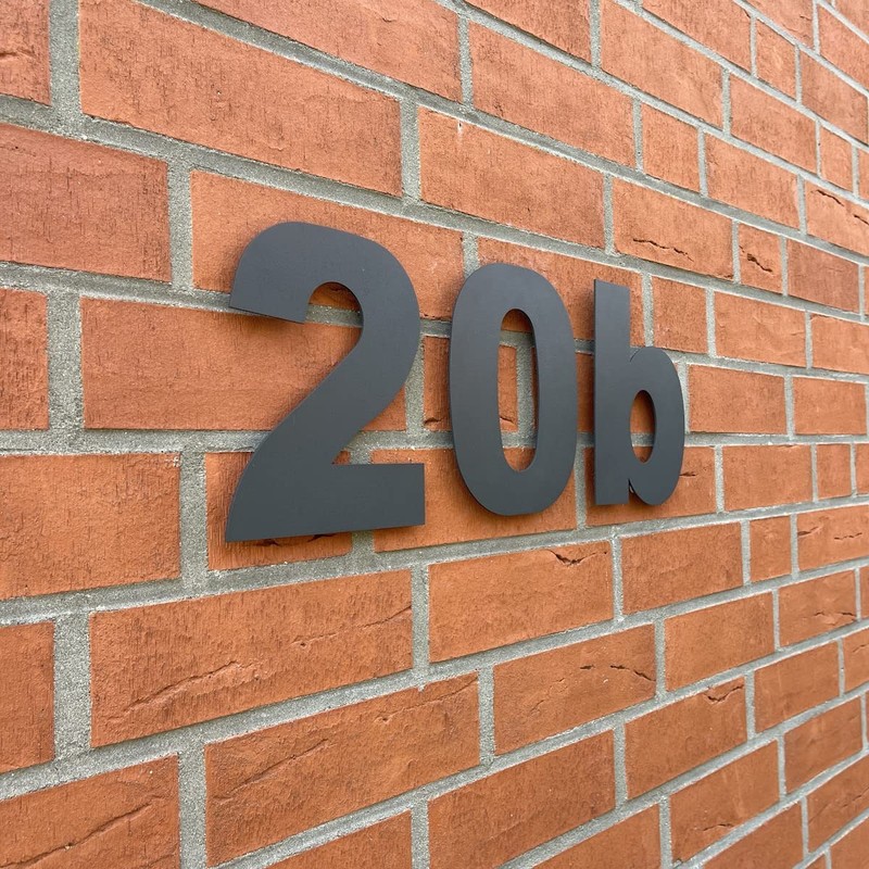 Cleverry House Number, 20 cm High, Anthracite RAL 7016, Powder-Coated