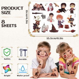 Tattoo for Children, 8 Sheets Temporary Tattoo Sticker Set for Girls Boys Children's Tattoos Waterproof for Birthday Gifts Children's Birthday Party Bag Festival Party Decoration