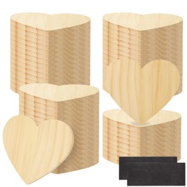 MIVIDE 50 Pack Unfinished Wood Coasters, 4 inch Wooden Coasters for Crafts, Wood Coasters with Non-Slip Silicon Dots, Wooden Coaster for Drinks Coffee Table DIY Stained Painting