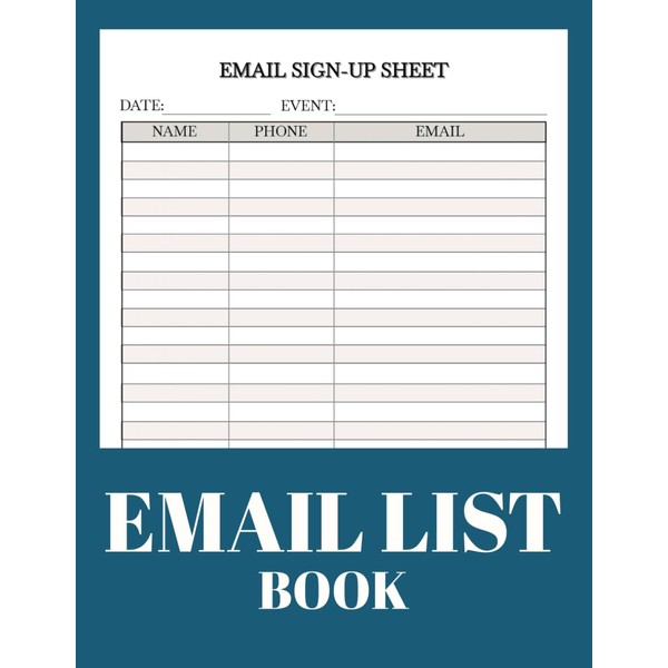 Email List Book: 111 Pages, 8.5 x 11 Inch Email