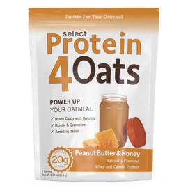 PEScience Protein4Oats, Protein Powder to Make Amazing Tasting Protein Oatmeal, with Whey and Casein, Gluten Free, Peanut Butter and Honey, 12 Servings