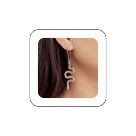 Yienate Vintage Snake Drop Dangle Earrings Gold Boho Snake Shaped Charm Huggie Hoop Earrings Minimalist Long Snake Dangle Earrings Explanation Cleopatra Earrings for Women