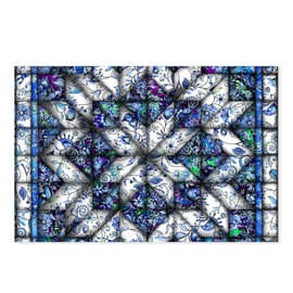 CafePress Blue Onion Quilt Postcards (Package of 8), 6"x4" Printed Note Card