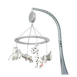 Done by Deer Sleepy Grey Musical Mirror Mobile - High-Quality Mobile with Easy-to-Install Holder Arm for Cribs, Cots, and Playpens - Perfect for Early Development and Curiosity Stimulation