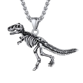 U7 T-Rex Dinosaur Mens Pendant Necklace Stainless Steel Novelty Necklaces For Women