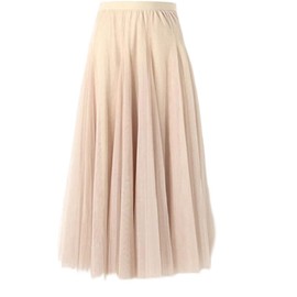 Bobo & Hanhan Women's Long Tulle Skirt, Maxi Length, Stylish, Bottoms, Body Cover, Adult, Cute, Elegant, Lined, Elastic Waist, Commute, Everyday Wear, beige
