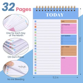 To Do List Noteook, Undated Daily Planner with 32 Pages 120 Gms Thick Paper, 7.8 x 5.2 inches Notepad for Office, Home & College