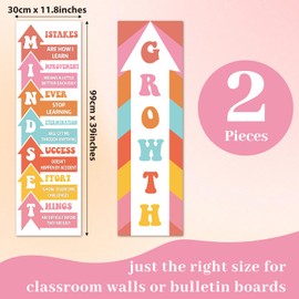 Hippie Groovy Growth Mindset Classroom Decorations Growth Mindset Banner Posters Motivational Bulletin Board Decor for Back to School Wall Door Decors Preschool Elementary Middle High School Supplies