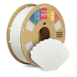 OVERTURE Matte PLA 3D Printer Filament 1.75mm, Matt Surface & Low Warping Filament 1kg Spool (2.2 lbs), Accuracy +/- 0.02 mm, Fit Most FDM Printers (Matte White)