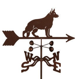 EZ Vane Steel German Shepherd Weathervane 21” Height, Includes Metal Roof Mount, Wind Cups & Brackets | Hand-Crafted and Family-Owned, Made in The USA with Triple Powder Coating