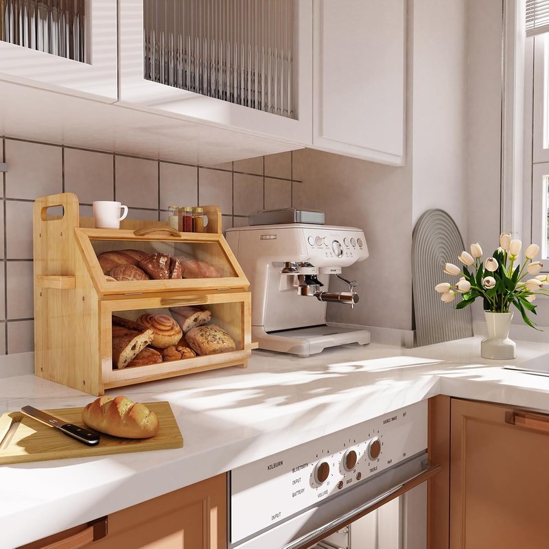BAMBANG Extra Large Bread Box, Double Layer Bread Box for