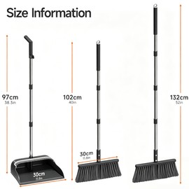 Spreezy Broom and Dustpan Set, 52" Upright Dust Pan with Cleaning Teeth