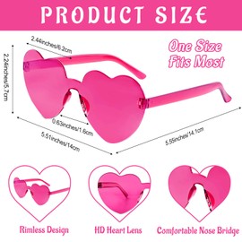 Morcheiong 24 Pcs Heart Sunglasses Frameless Glasses Women Bachelorette Girl Birthday Favor Transparent Eyewear (Multicolor)