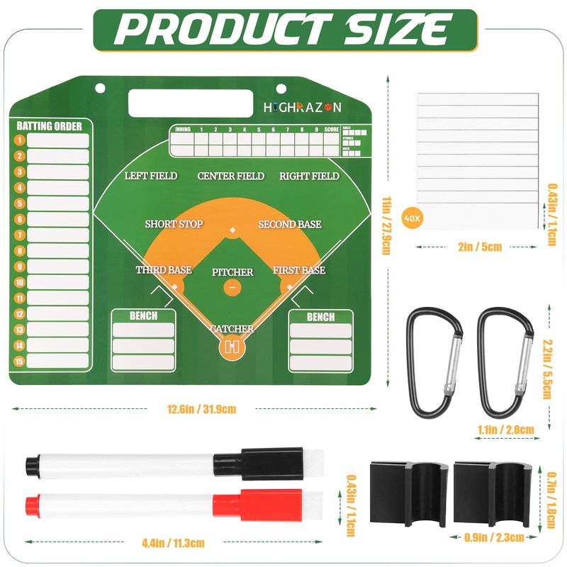 HIGHRAZON Magnetic Baseball Coach Clipboard, Dry Erase Coach Lineup Board,