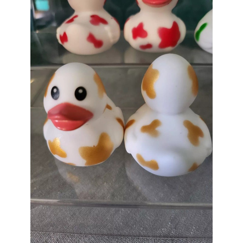 Approx 2"- Color Cow Print Rubber Ducks (#6) - J33Ps