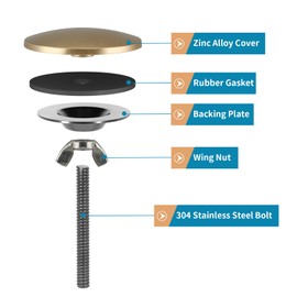 Sanbege 2" Kitchen Sink Hole Covers Pack of 3, Stainless Steel Sink Tap Hole Plug, Faucet Hole Cap Fits Kitchen, Bathroom Sink Hole in 0.4" to 1.8" Diameter (Brushed Gold)