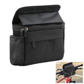 Granvoo Bicycle Bag 4L, Handlebar Bag Bicycle Waterproof Bicycle Basket Bag, Bicycle Bag Handlebar for All Mobile Phones, Bicycle Basket Front Bag with Handlebar Adapter, Touch Screen, Removable