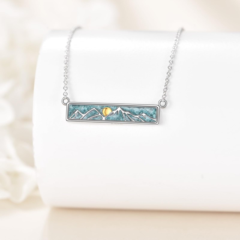 Mountain Necklace Sterling Silver Turquoise Mountain Pendant Teardrop Jewelry Gifts