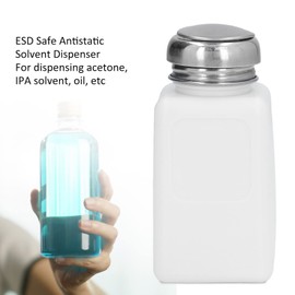 gernie 200ml Push Down Alcohol Dispenser, Pump Bottle, Methanol Container, ESD Safe, Antistatic Solvent Dispenser with Stainless Steel Press Head, for Acetone, IPA Solvent (White)
