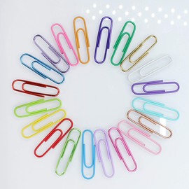 AOKIVIGOA 100pcs Paper Clips with Plastic Box of Paper Clips for Office Stationery 33mm Multicoloured II
