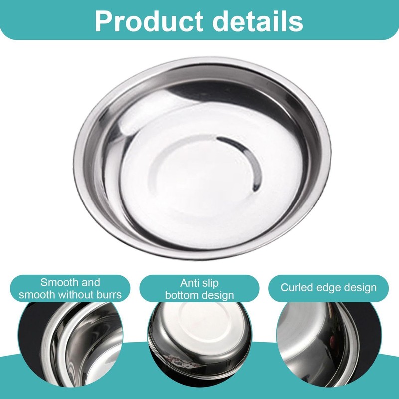 16 Pieces of Stainless Steel Small Plates, Dip Plates, Round
